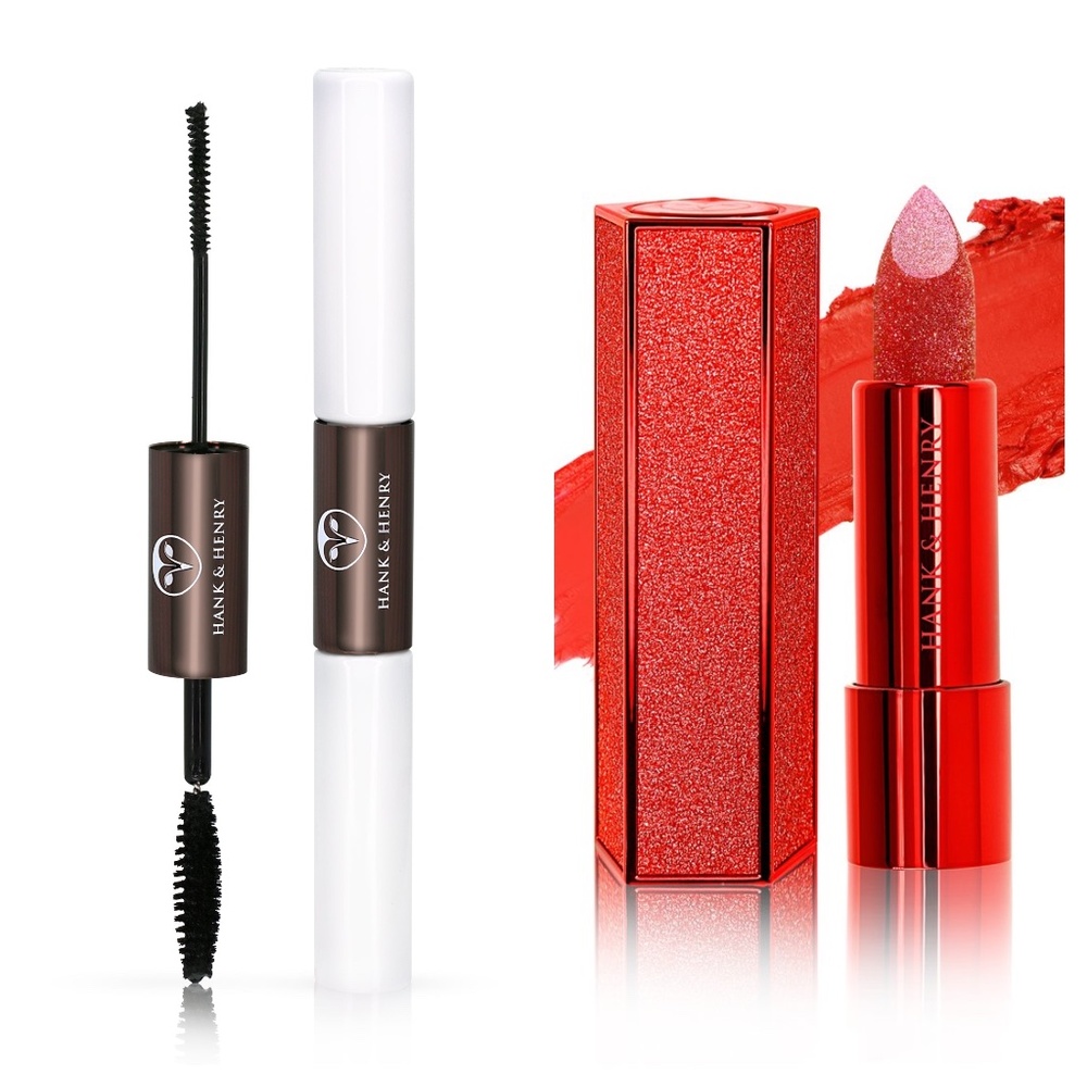 NEW Lot of 2 Hank & Henry Te Amo Lipstick Full Size & Slick With It Mascara Duo